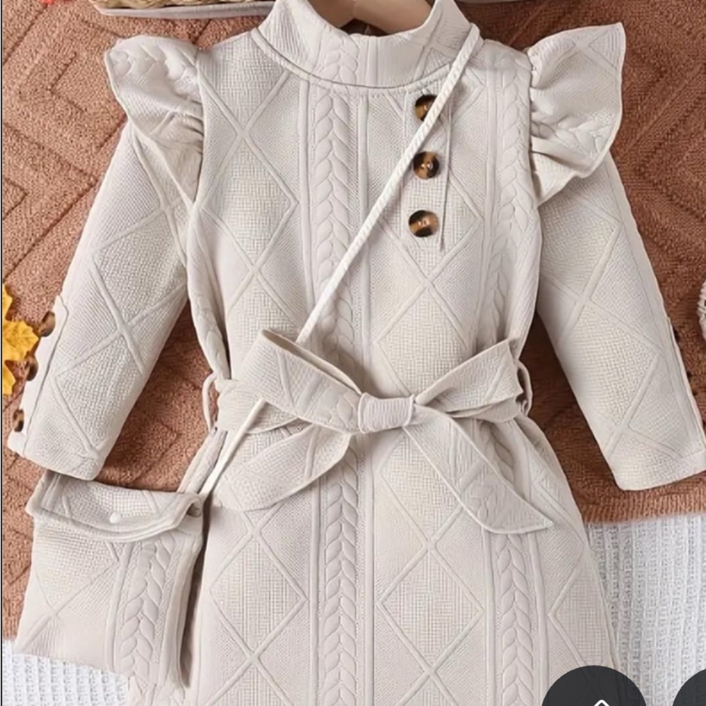 Elegant Cream Kids Coat with Bow Detail
